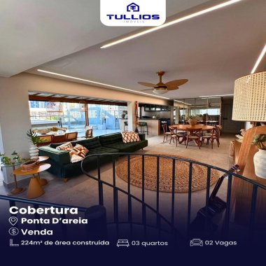Cobertura à venda na Ponta D’Areia – Vista mar e lazer privativo