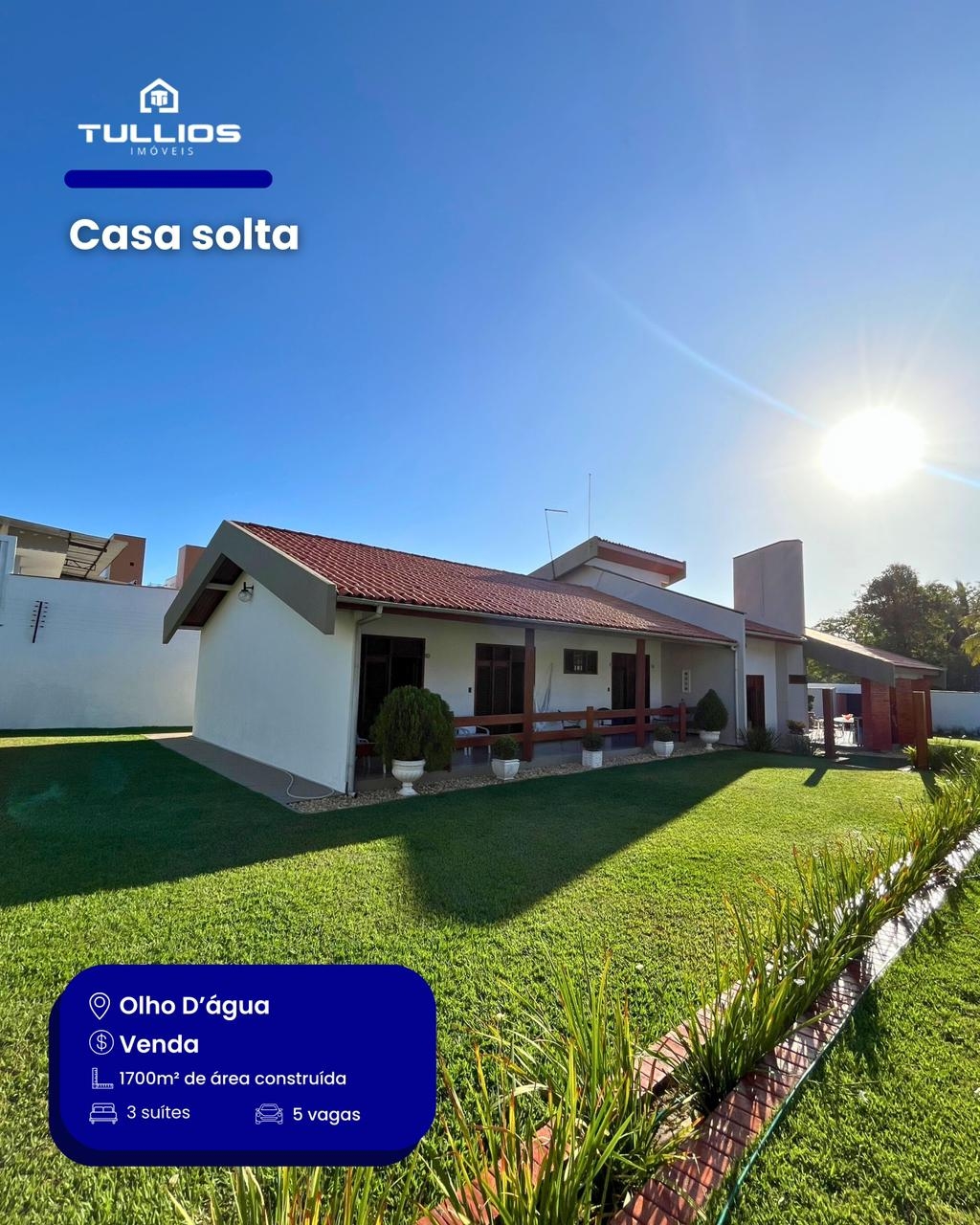 Belíssima casa no Olho D’Água — espaço, privacidade e localização privilegiada.