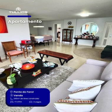 Apartamento na Ponta do Farol, com localização privilegiada e um padrão de conforto que impressiona.